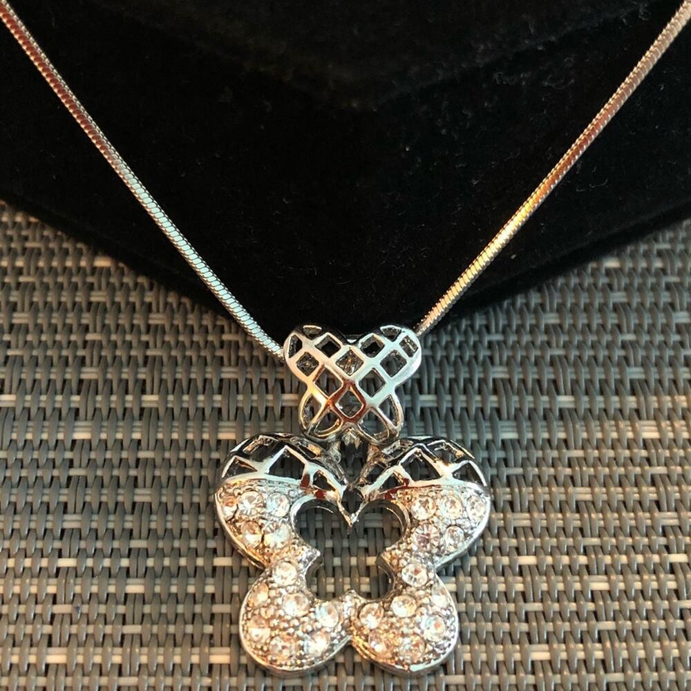 Silver Crisscross Butterly Charm Necklace